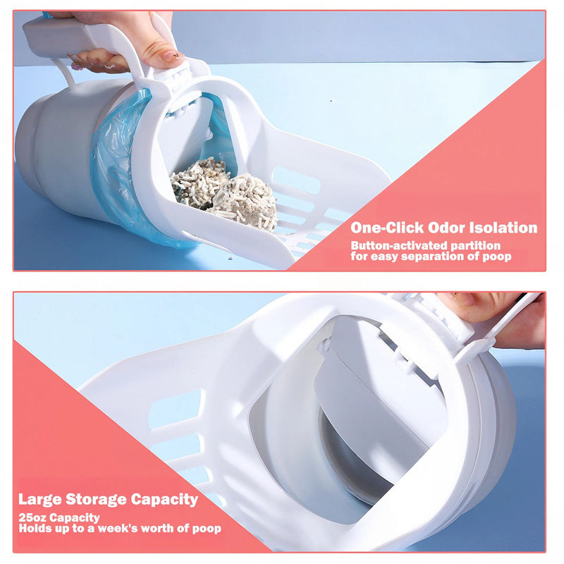 Upgrade Widen Cat Litter Shovel Scoop with Refill Bags Large Cat Litter Box Self Cleaning Cat Waste Bin System Pet Supplies Pet Products