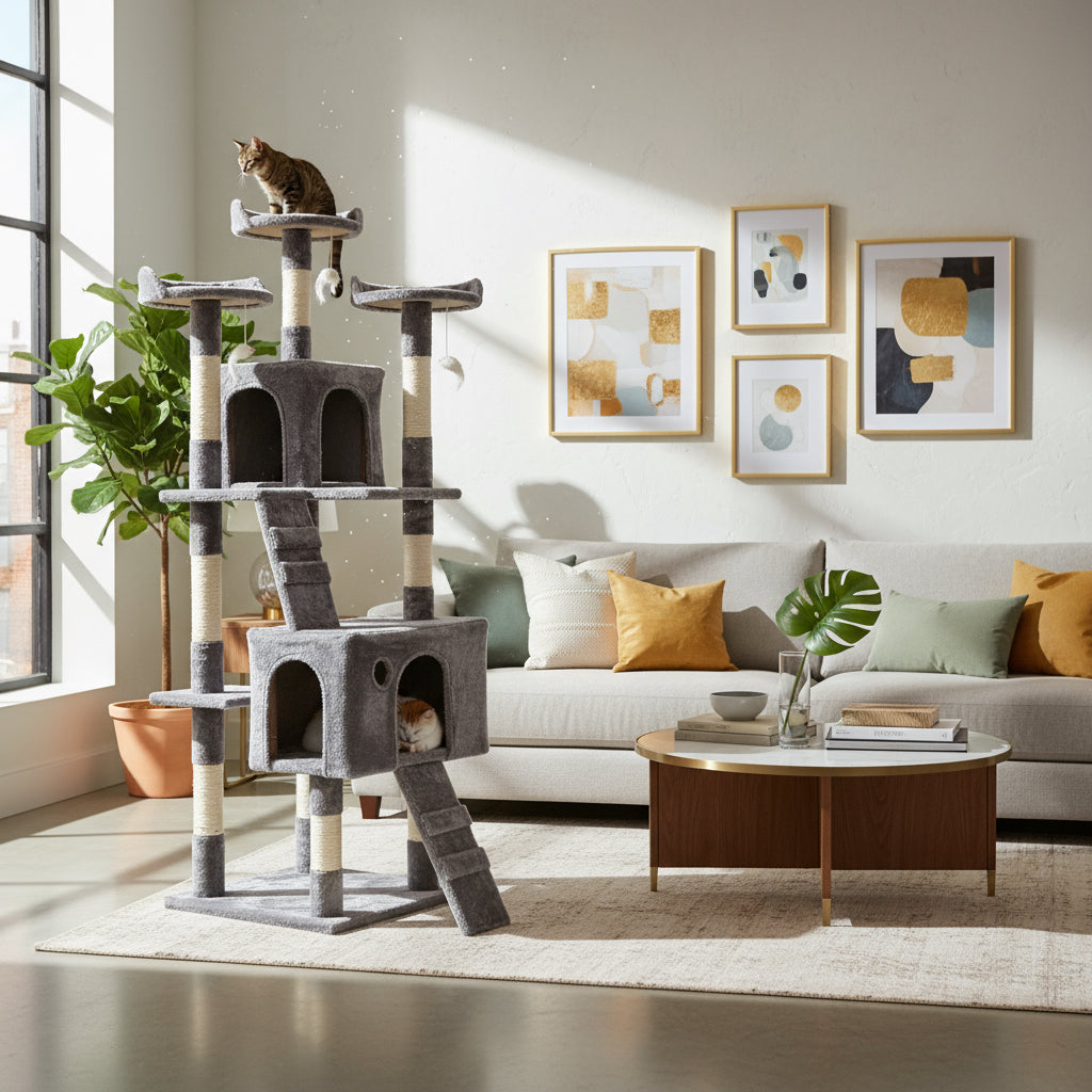 Large Cat Tree Cat Climbing Frame Integrated Jumping Platform Sisal Column