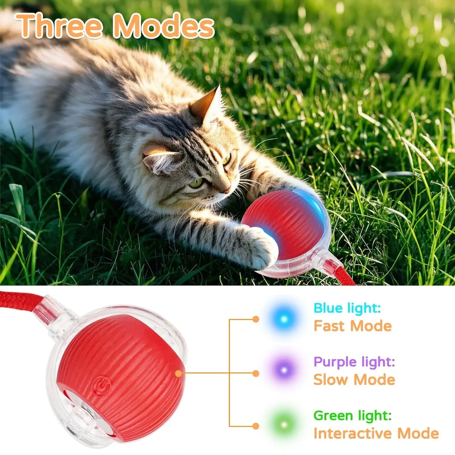 Dog Cat Interactive Ball Toy Automatic Rolling Ball Faux Tail Rechargeable Smart Pet Electric Toy Dog Cat Training Imitate Mouse