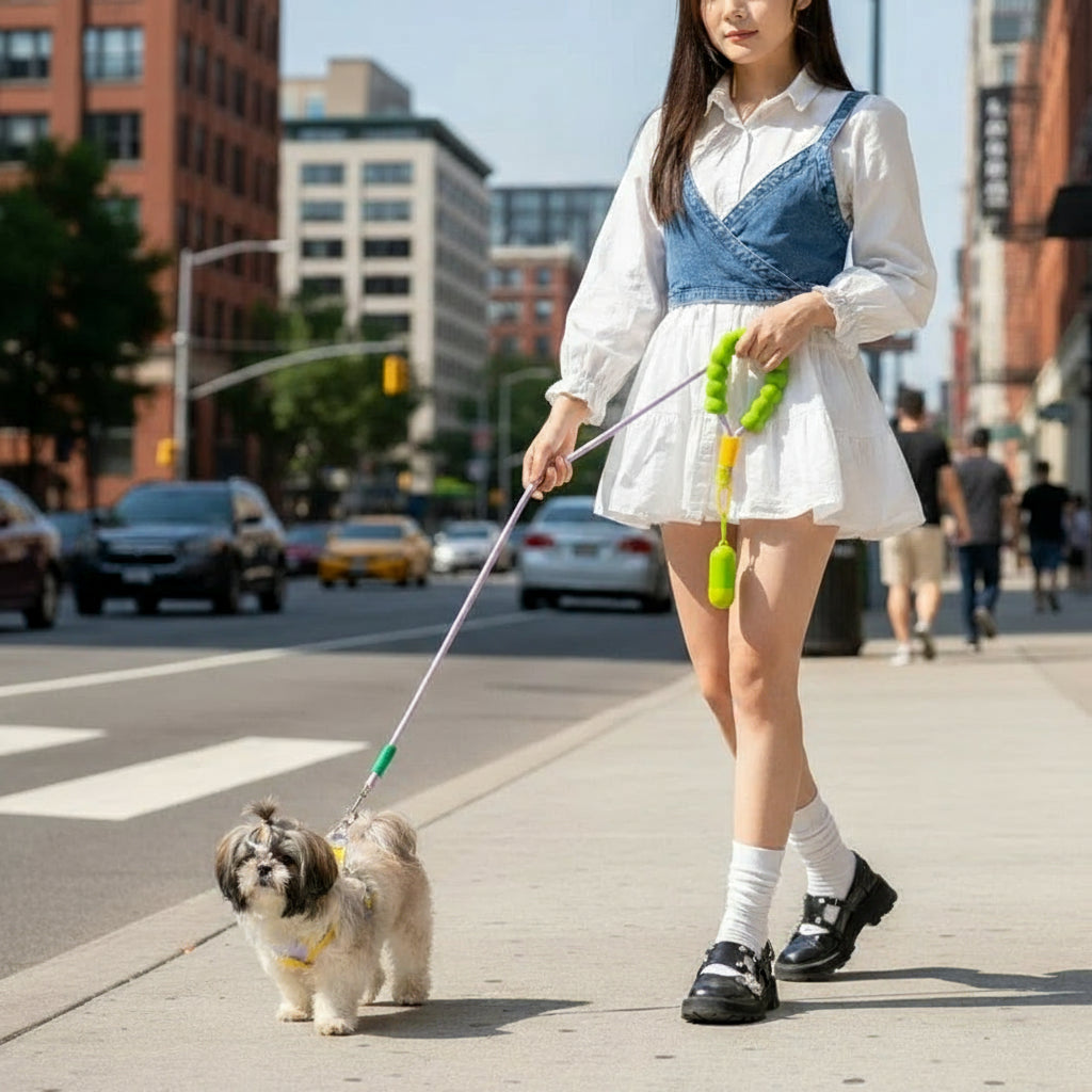 Hands-Free Dog Leash with Cloud Bubble Foam Handle, Double Handle No-Pull Training Leash with Contrast Stitching for Large Mediu