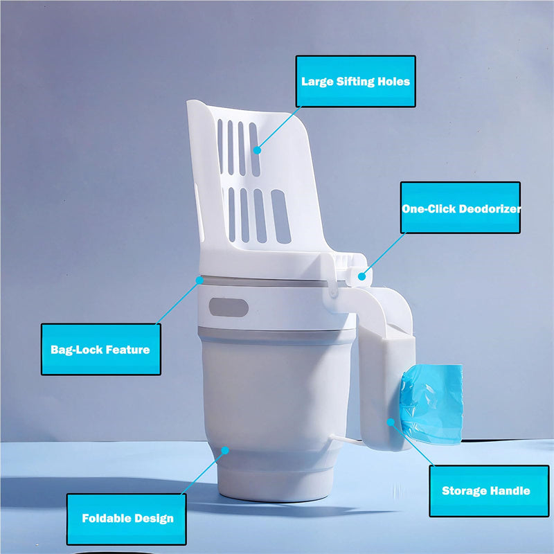 Upgrade Widen Cat Litter Shovel Scoop with Refill Bags Large Cat Litter Box Self Cleaning Cat Waste Bin System Pet Supplies Pet Products