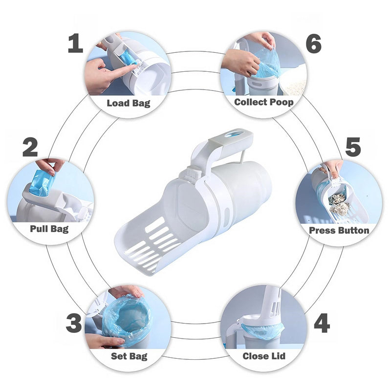 Upgrade Widen Cat Litter Shovel Scoop with Refill Bags Large Cat Litter Box Self Cleaning Cat Waste Bin System Pet Supplies Pet Products